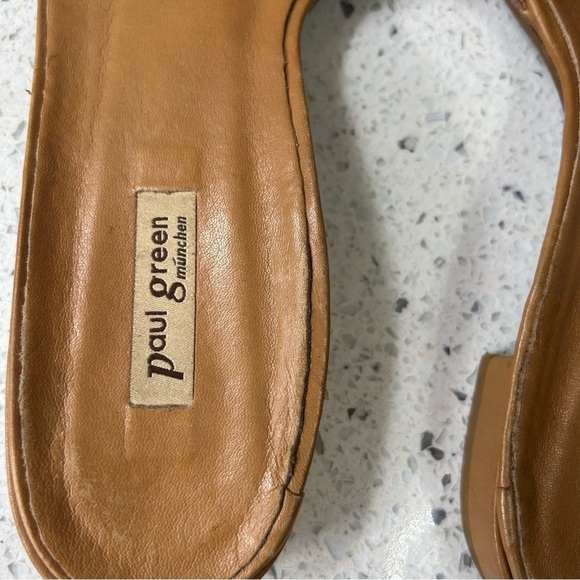 Paul Green Flower Metallic Leather Slide Sandal Mini Block Heel​​​​ - Picture 5 of 10